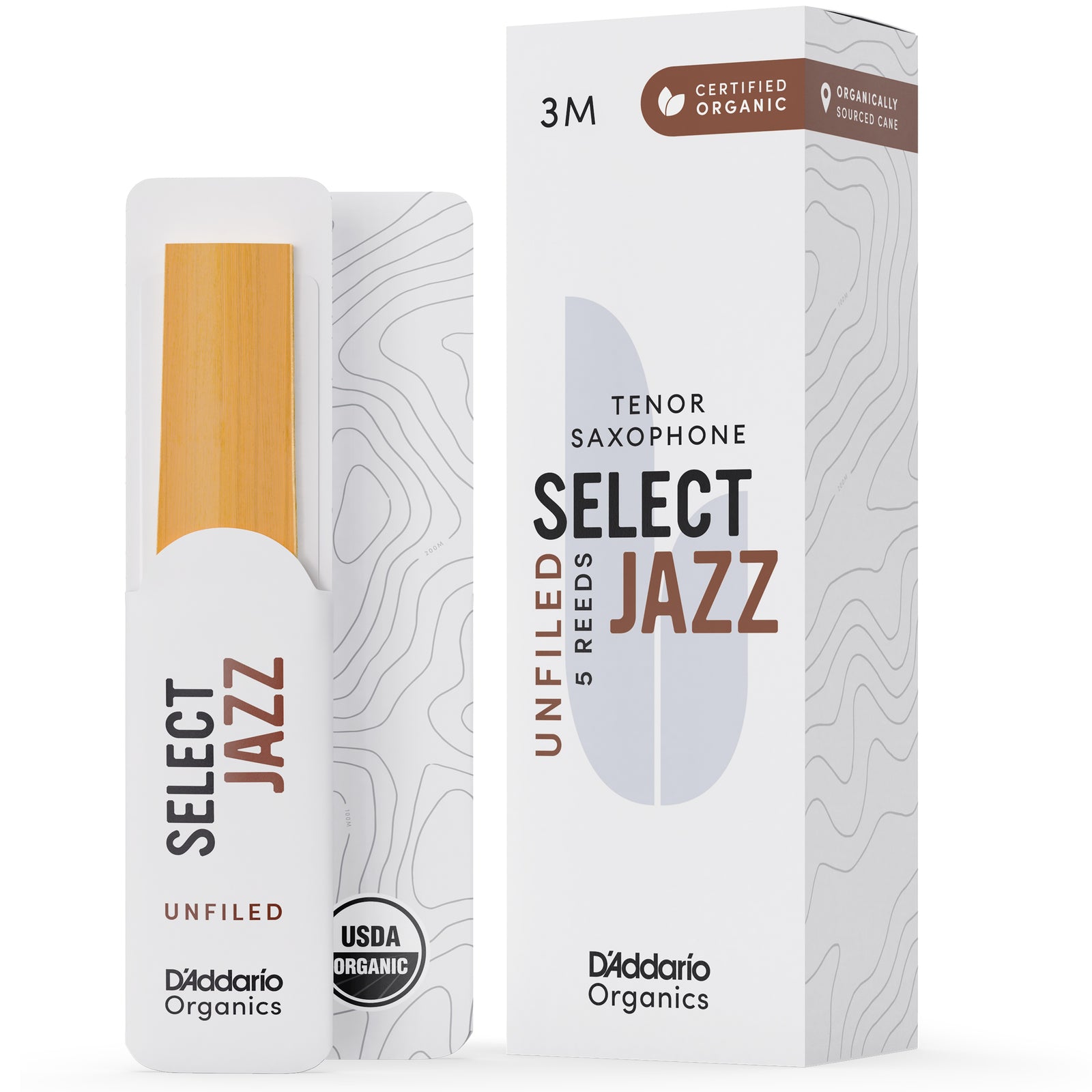 D'Addario Select Jazz Tenor Saxophone Reeds 5-Pack Size 3M