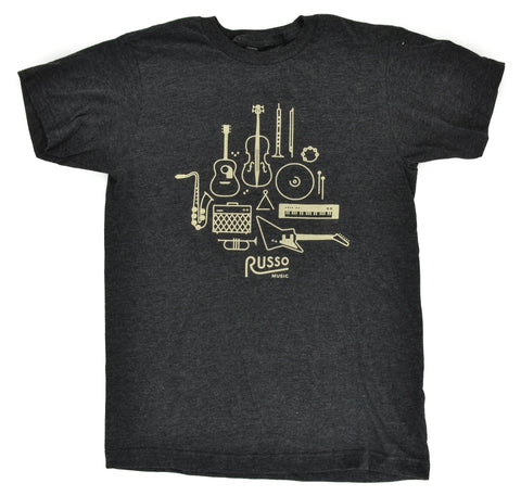 Russo Music 'Amps & Effects' T-Shirt - Heather Graphite